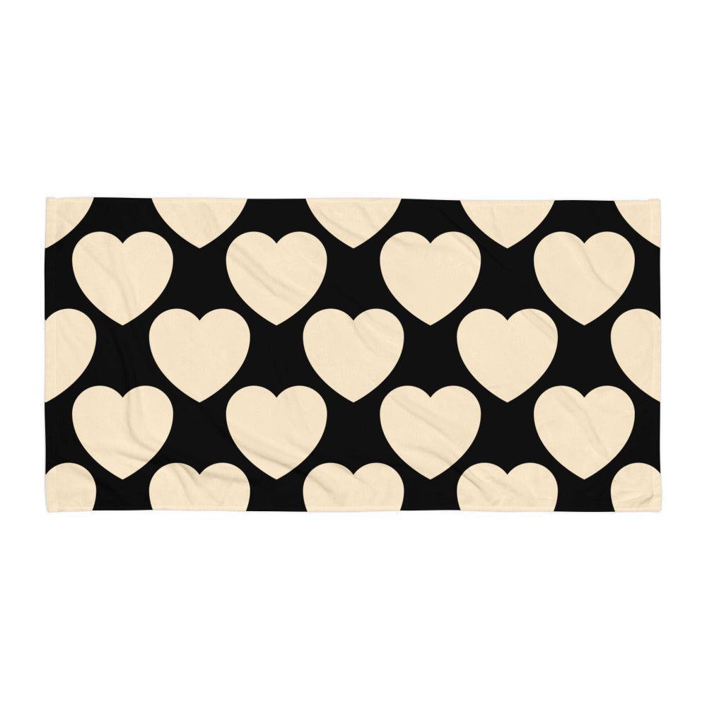 Towel - ELLIE LOVE black - Bold Heart Print