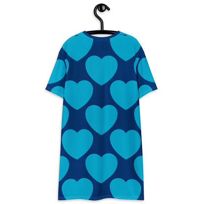 T-Shirt Dress - ELLIE LOVE blue - Bold Heart Print