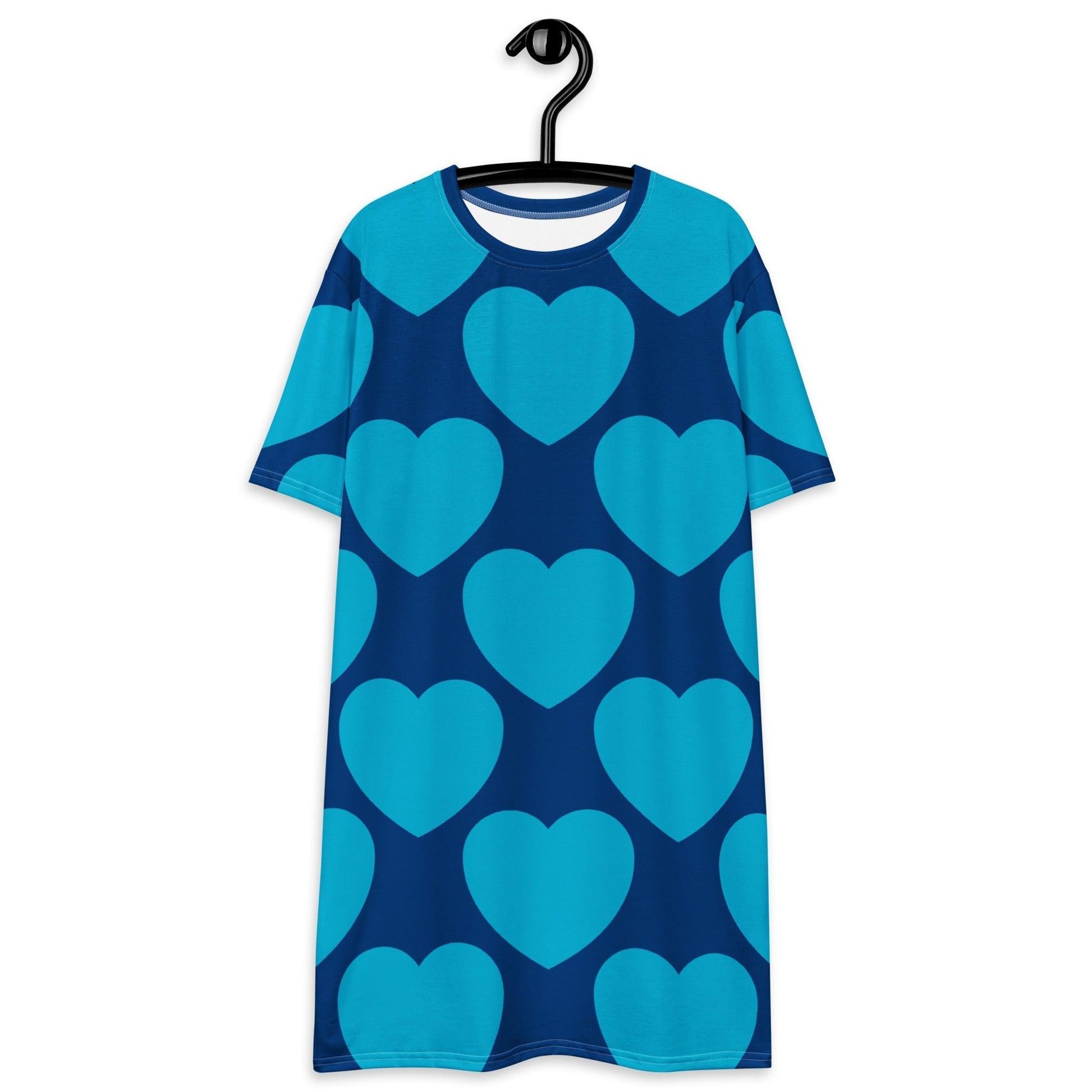 T-Shirt Dress - ELLIE LOVE blue - Bold Heart Print