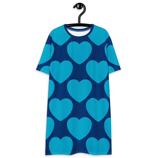 T-Shirt Dress - ELLIE LOVE blue - Bold Heart Print