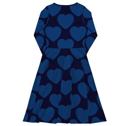 Midi Dress - ELLIE LOVE dark blue - Bold Heart Print