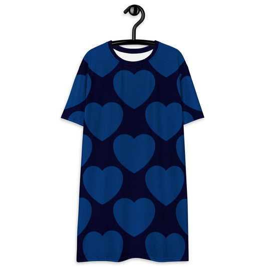 T-Shirt Dress - ELLIE LOVE dark blue - Bold Heart Print