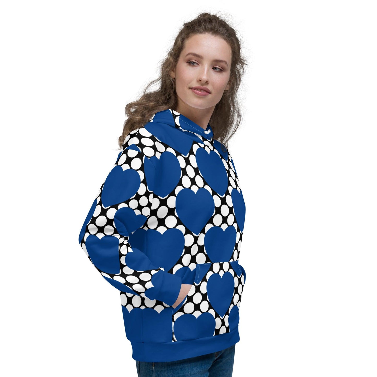 Hoodie - ELLIE LOVE DOT blue black - Bold Heart Print