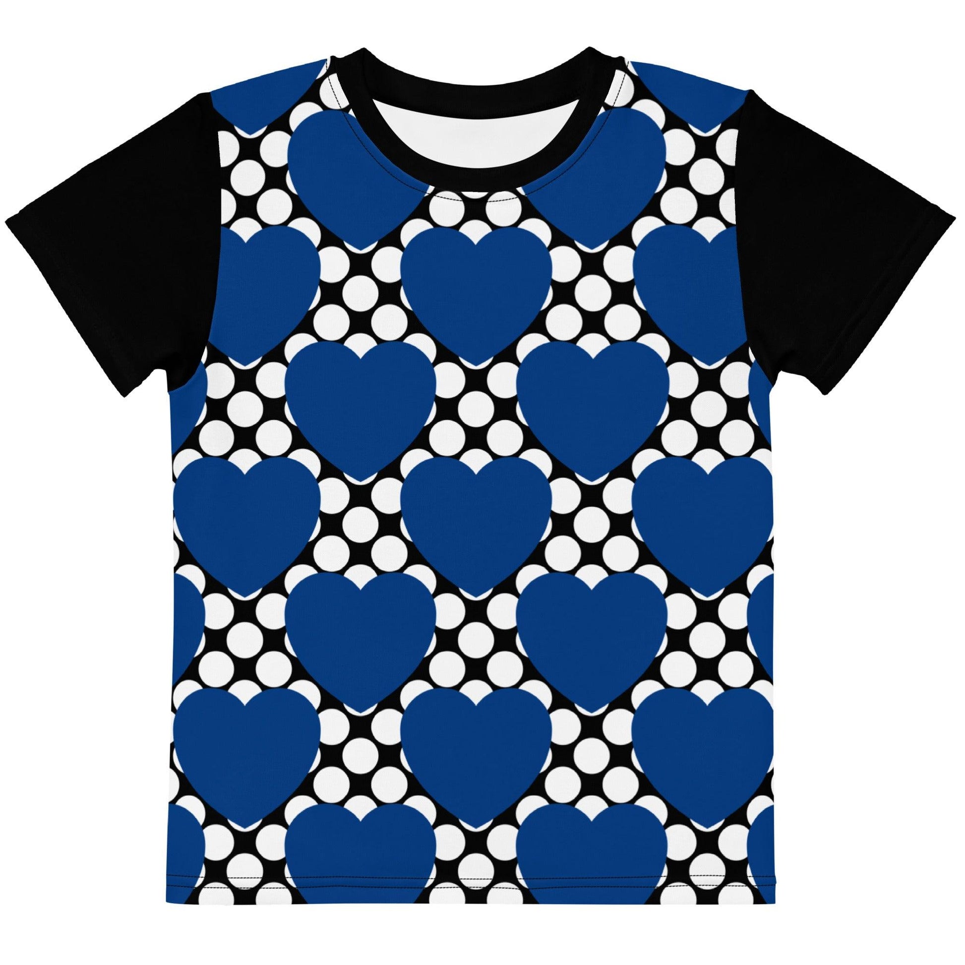 Kids' T-Shirt - ELLIE LOVE DOT blue black - Bold Heart Print