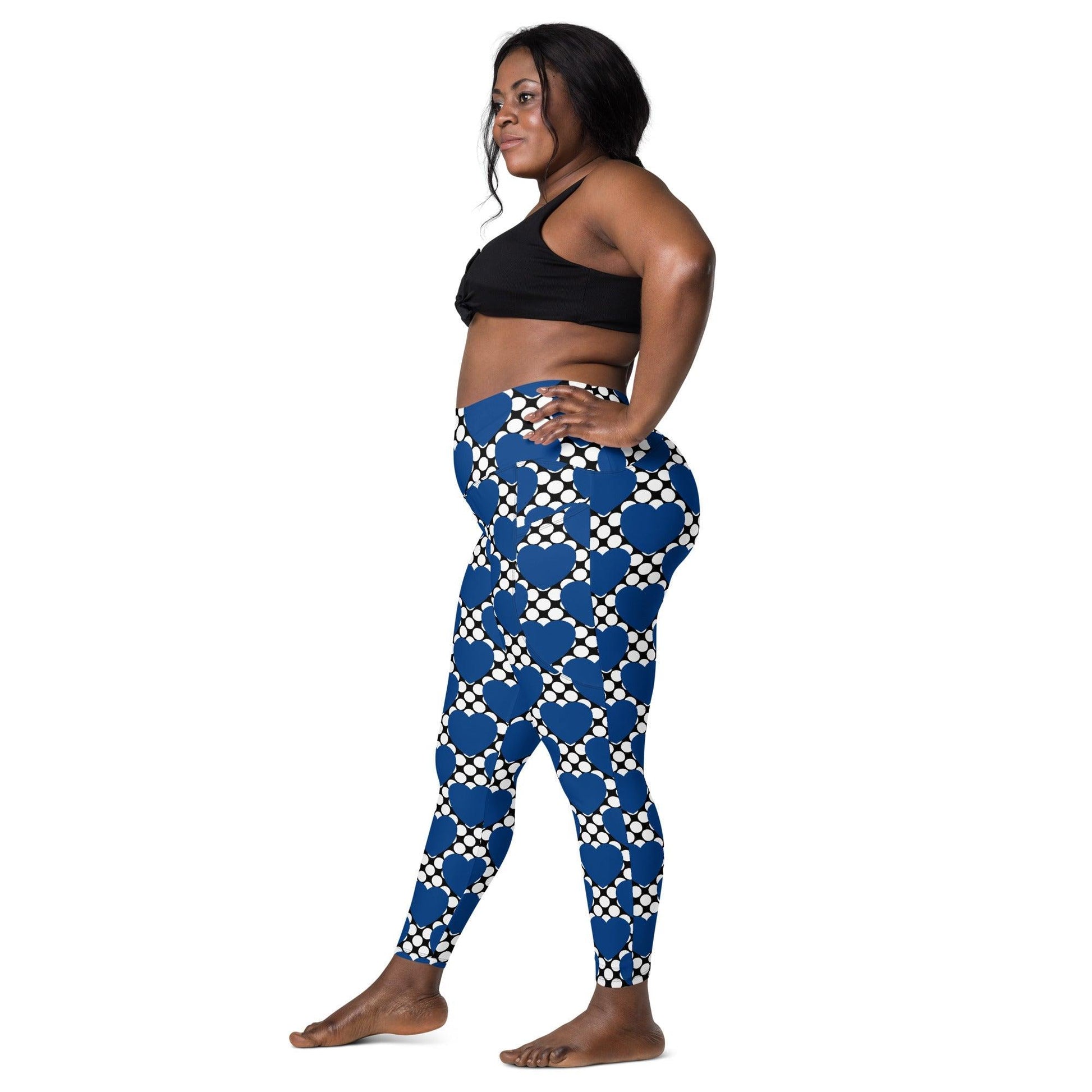 Leggings With Pockets - ELLIE LOVE DOT blue black - Bold Heart Print