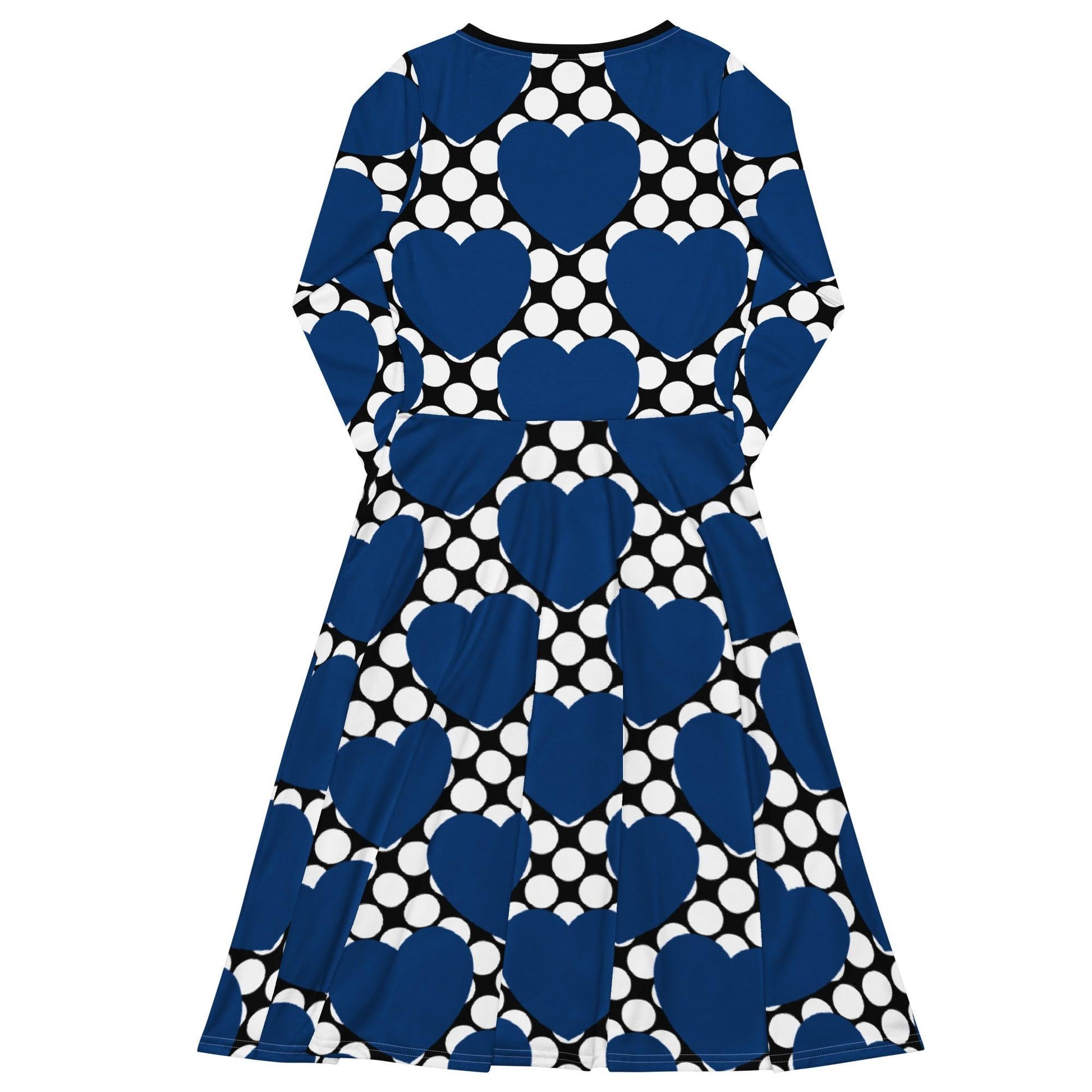 Midi Dress - ELLIE LOVE DOT blue black - Bold Heart Print