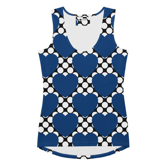 Tank Top - ELLIE LOVE DOT blue black - Bold Heart Print