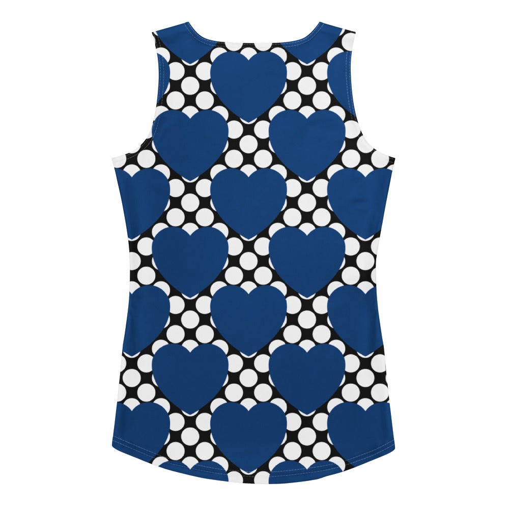 Tank Top - ELLIE LOVE DOT blue black - Bold Heart Print