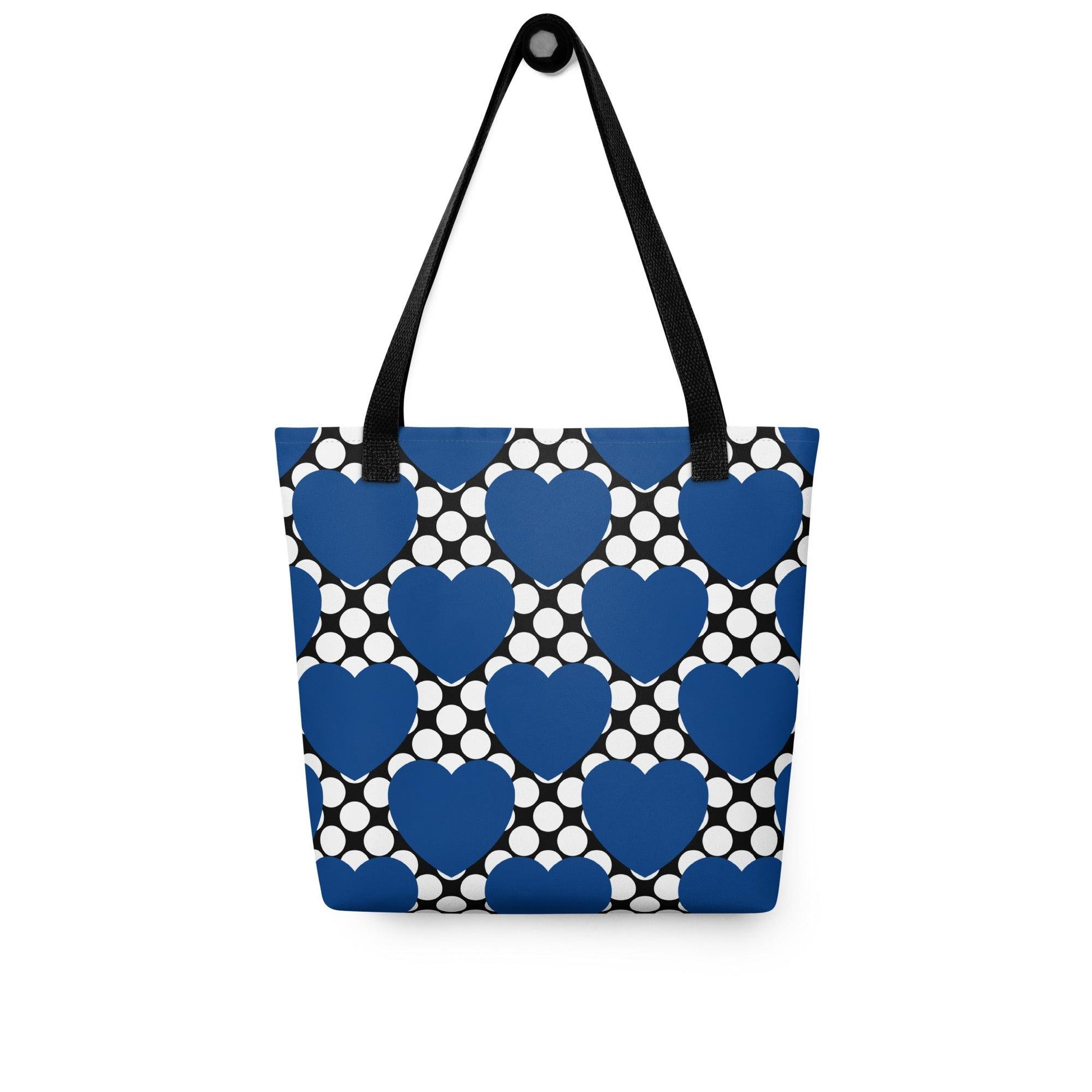 Tote Bag - ELLIE LOVE DOT blue black - Bold Heart Print