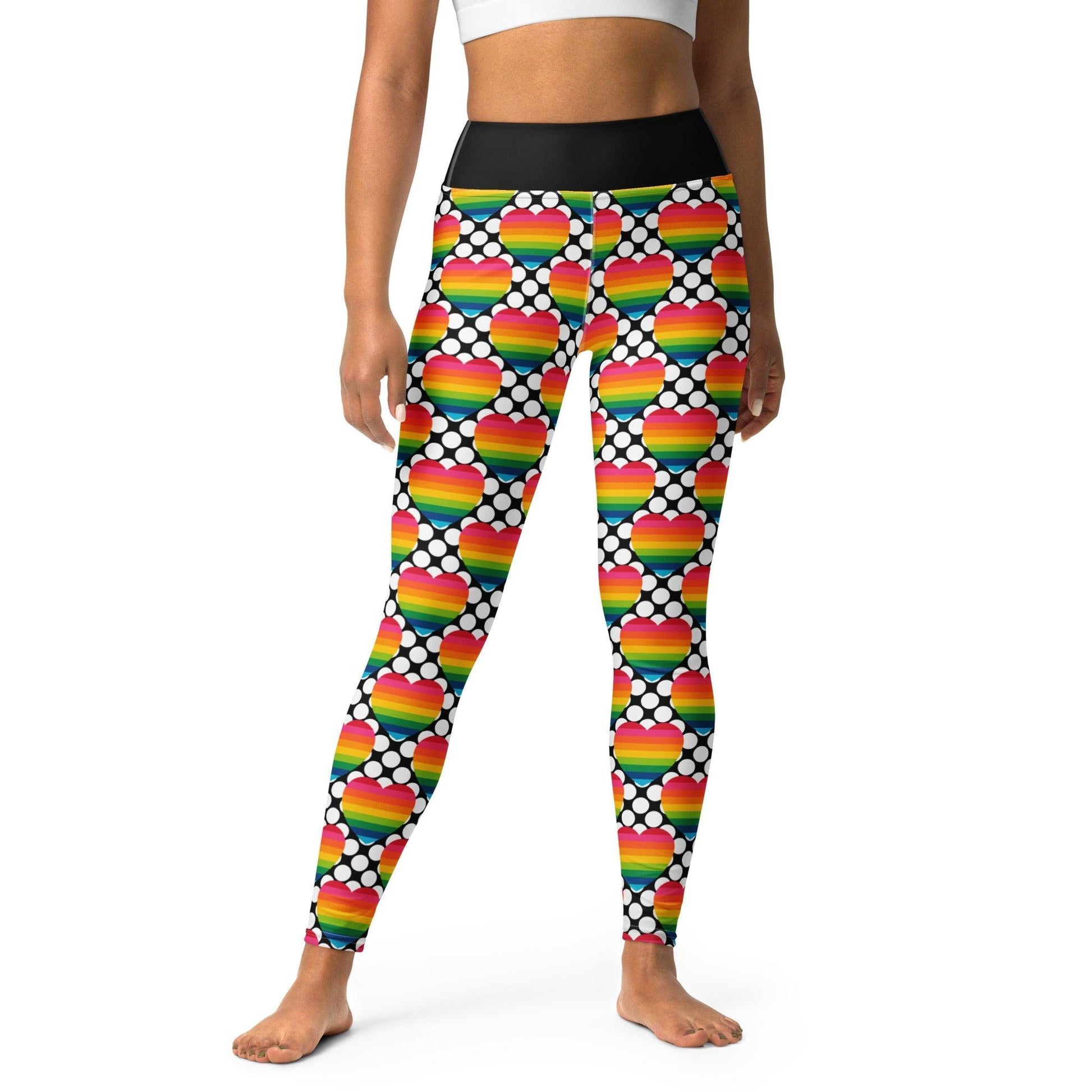 Yoga Leggings -2- ELLIE LOVE DOT rainbow - Bold Heart Print