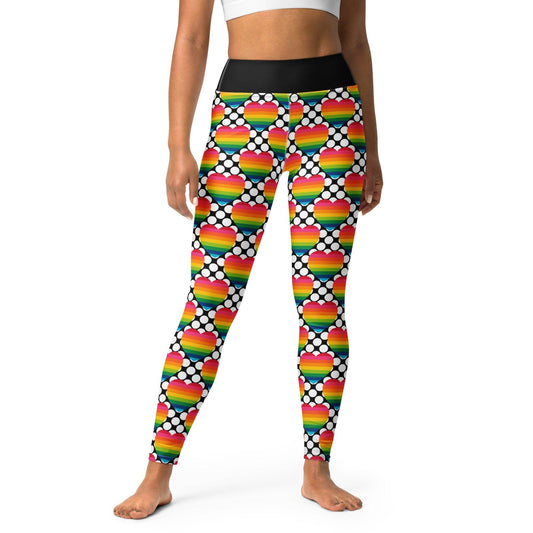 Yoga Leggings -2- ELLIE LOVE DOT rainbow - Bold Heart Print