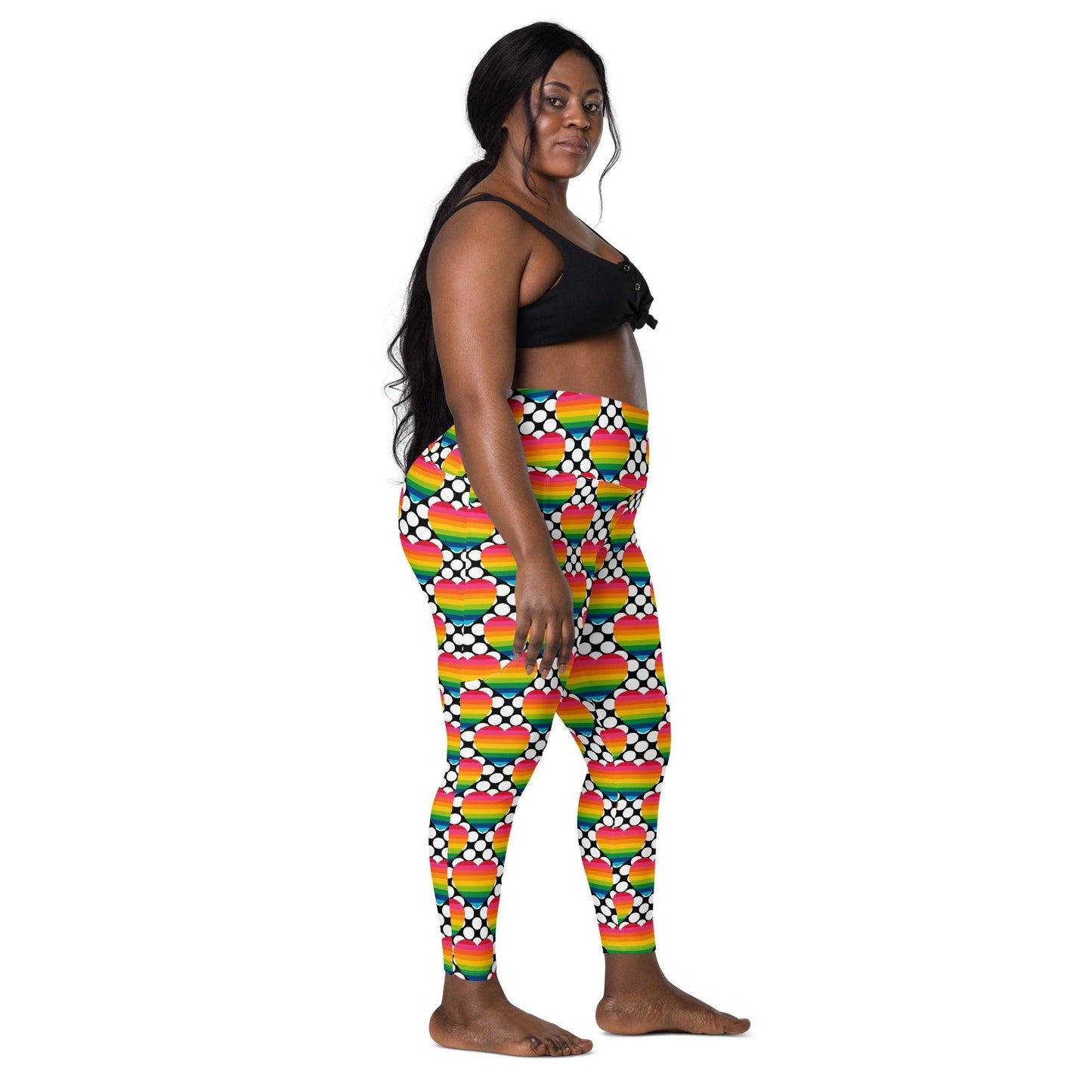 Leggings With Pockets - ELLIE LOVE DOT rainbow - Bold Heart Print