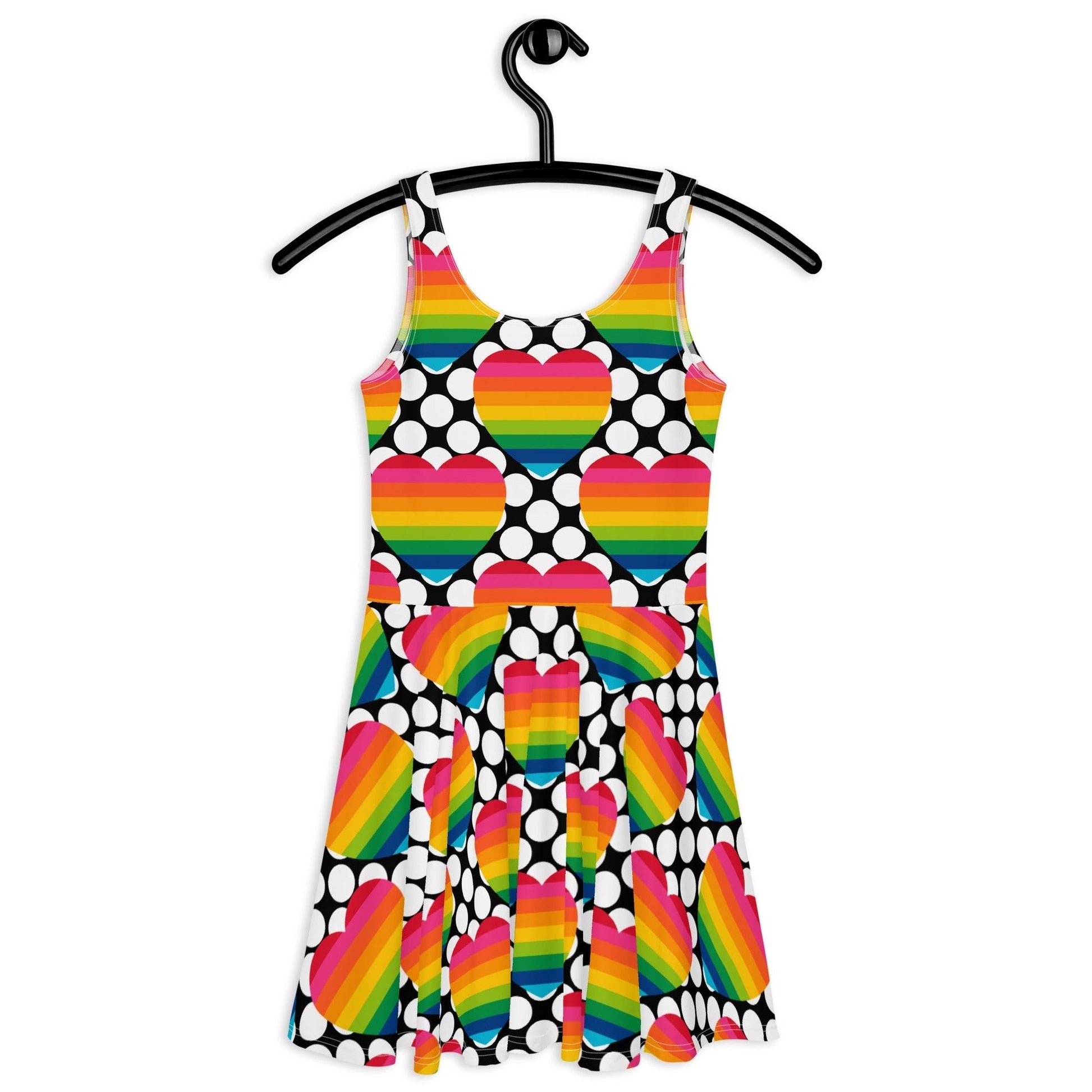 Skater Dress - ELLIE LOVE DOT rainbow - Bold Heart Print