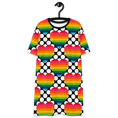 T-Shirt Dress - ELLIE LOVE DOT rainbow - Bold Heart Print