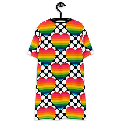 T-Shirt Dress - ELLIE LOVE DOT rainbow - Bold Heart Print