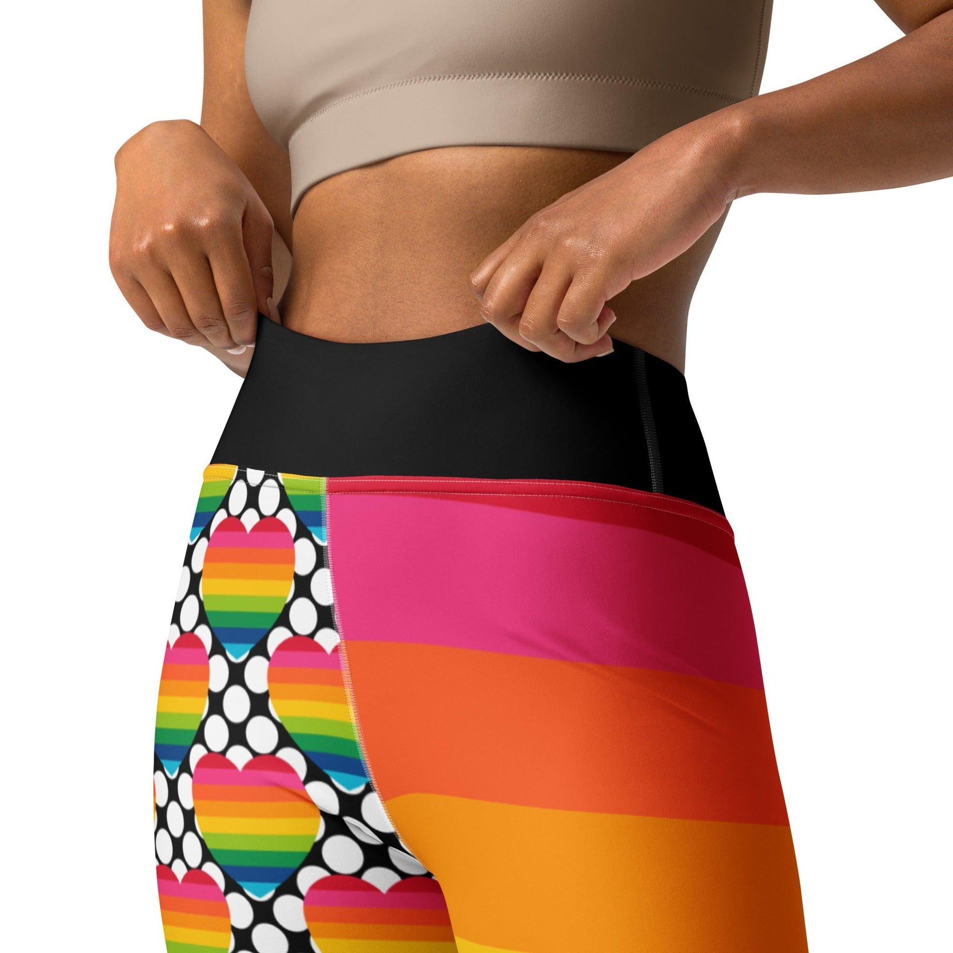 Yoga Leggings - ELLIE LOVE DOT rainbow - Bold Heart Print