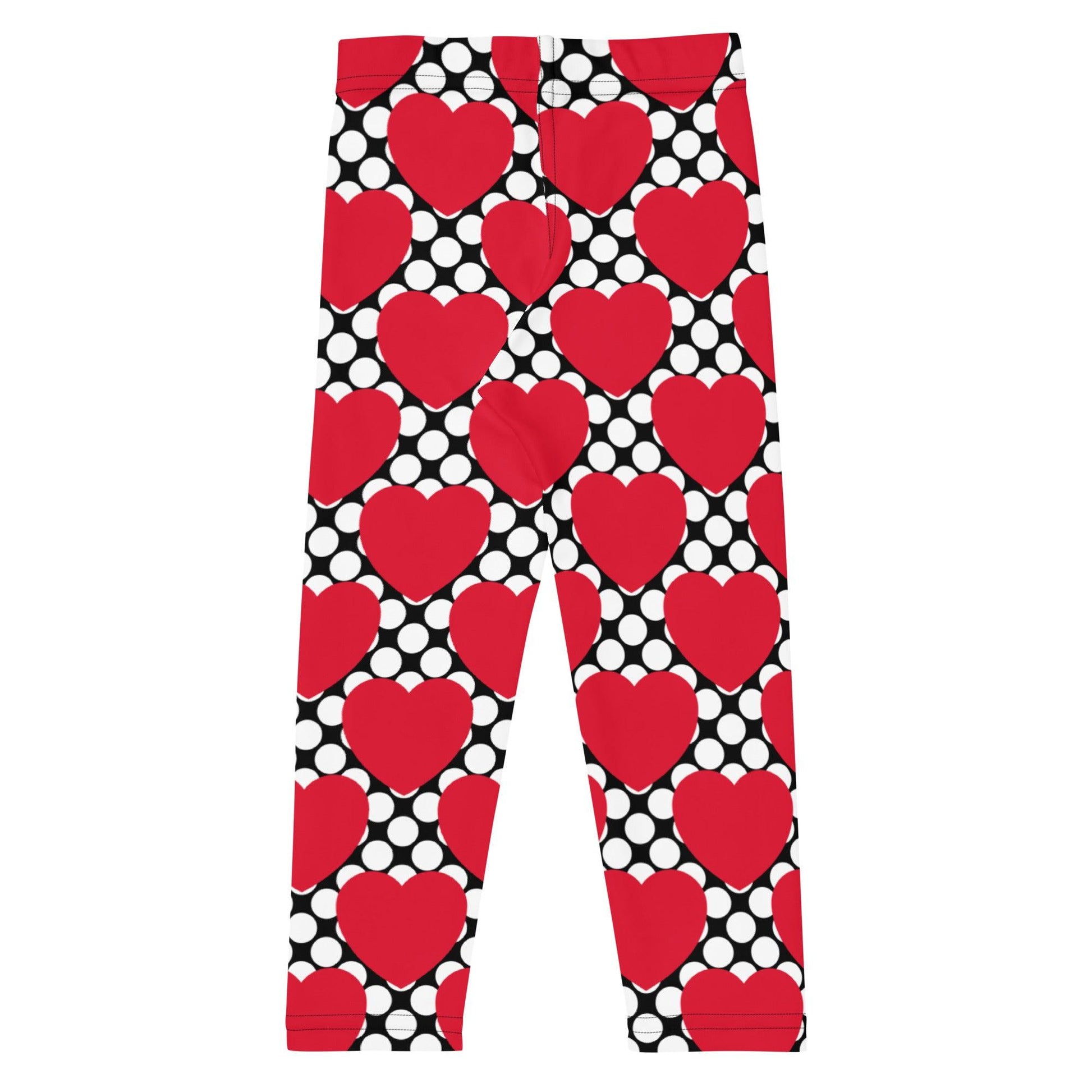 Kids' Leggings -2- ELLIE LOVE DOT red black - Bold Heart Print