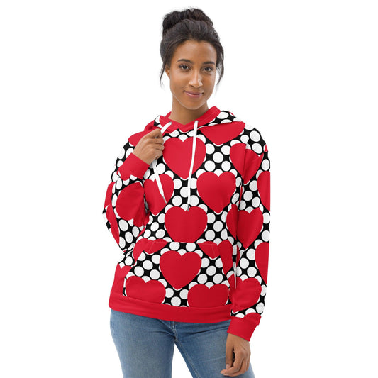 Hoodie - ELLIE LOVE DOT red black - Bold Heart Print