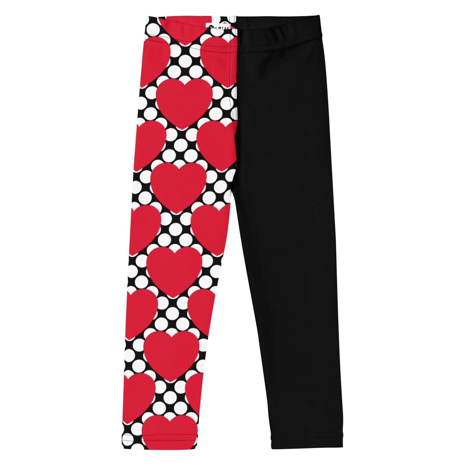 Kids' Leggings - ELLIE LOVE DOT red black - Bold Heart Print
