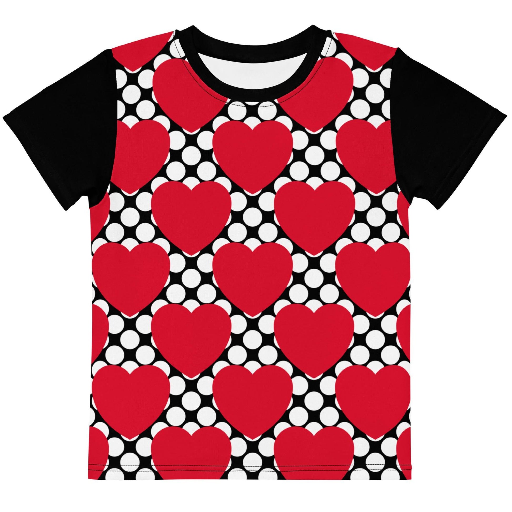 Kids' T-Shirt - ELLIE LOVE DOT red black - Bold Heart Print