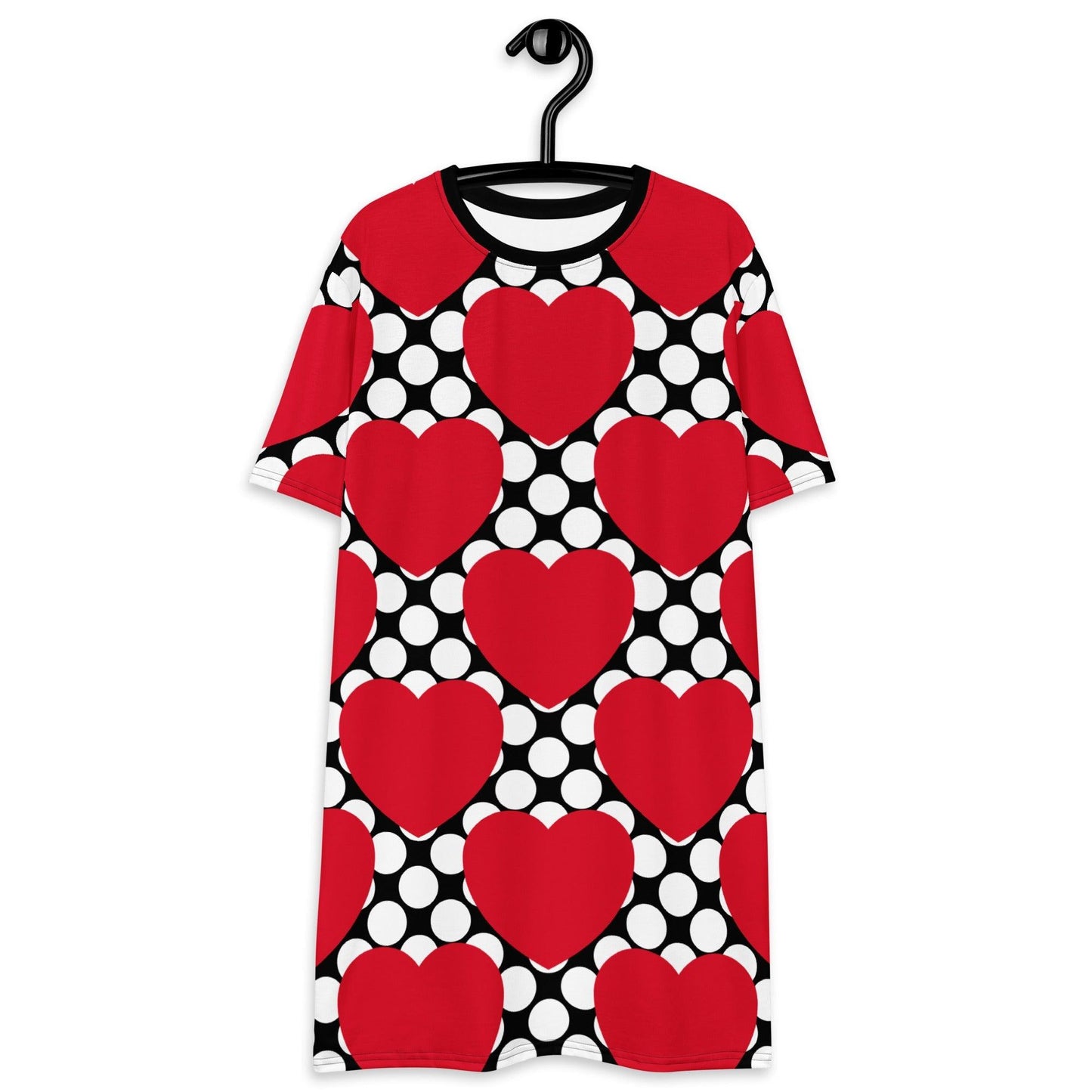 T-Shirt Dress - ELLIE LOVE DOT red black - Bold Heart Print