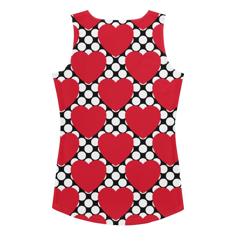 Tank Top - ELLIE LOVE DOT red black - Bold Heart Print