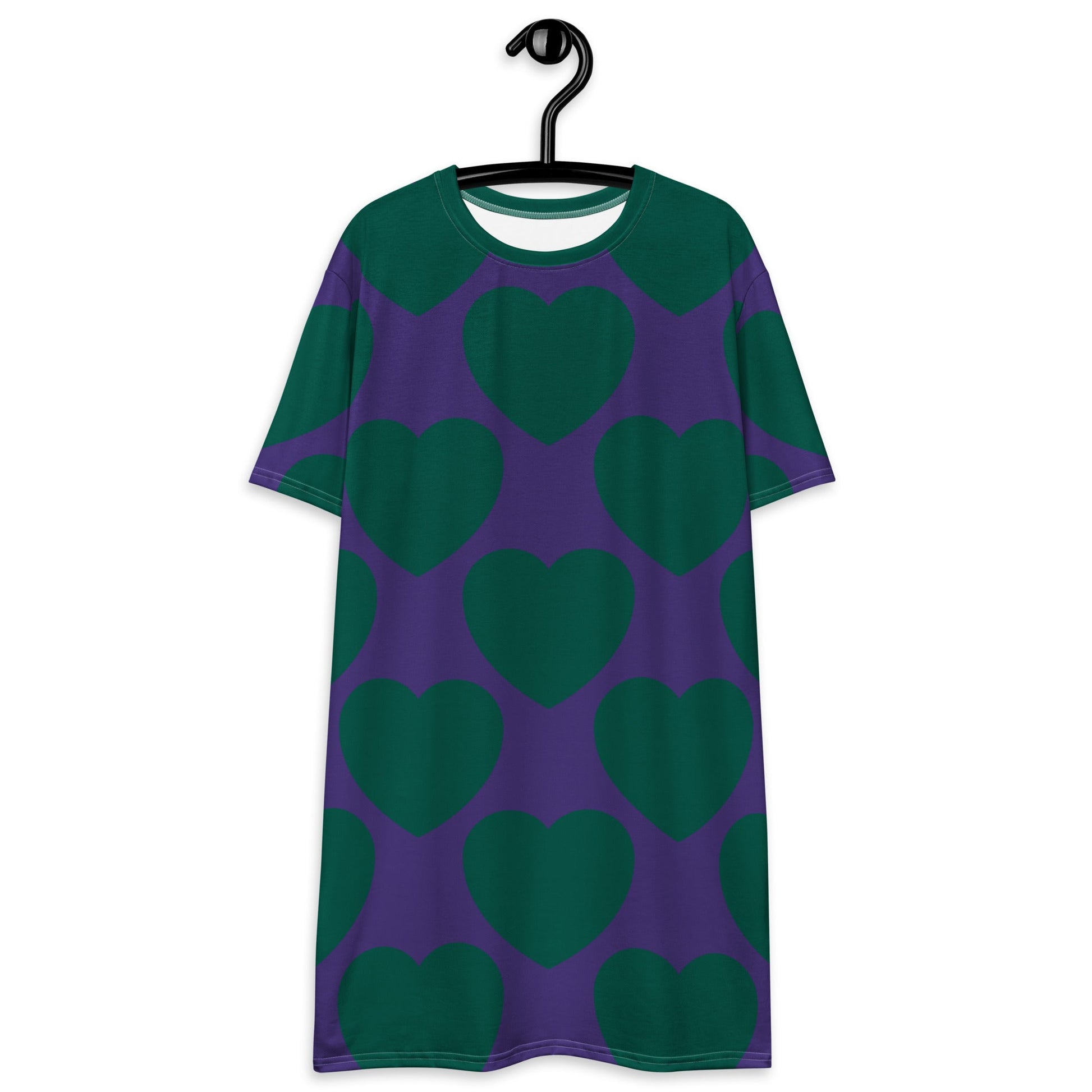 T-Shirt Dress - ELLIE LOVE green purple - Bold Heart Print