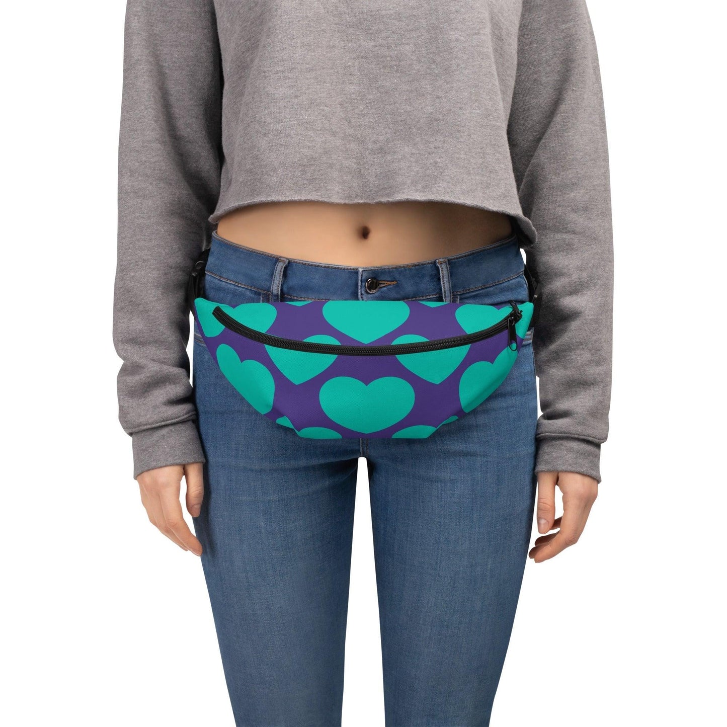 Fanny Pack - ELLIE LOVE mint purple - Bold Heart Print