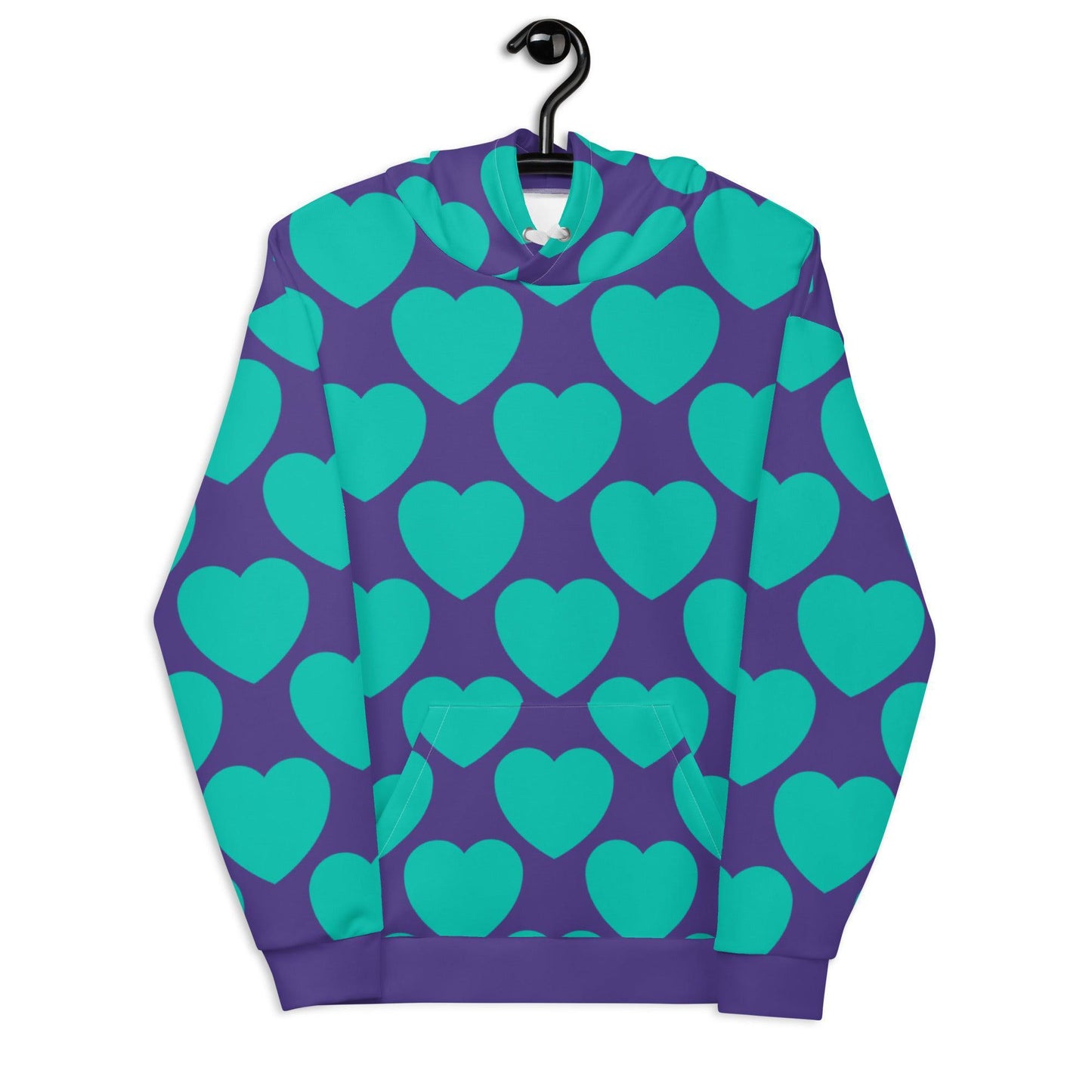 Hoodie - ELLIE LOVE mint purple - Bold Heart Print