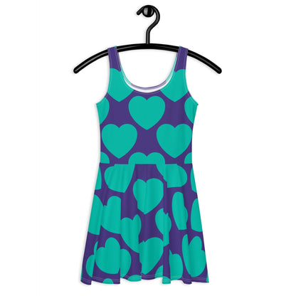 Skater Dress - ELLIE LOVE mint purple - Bold Heart Print