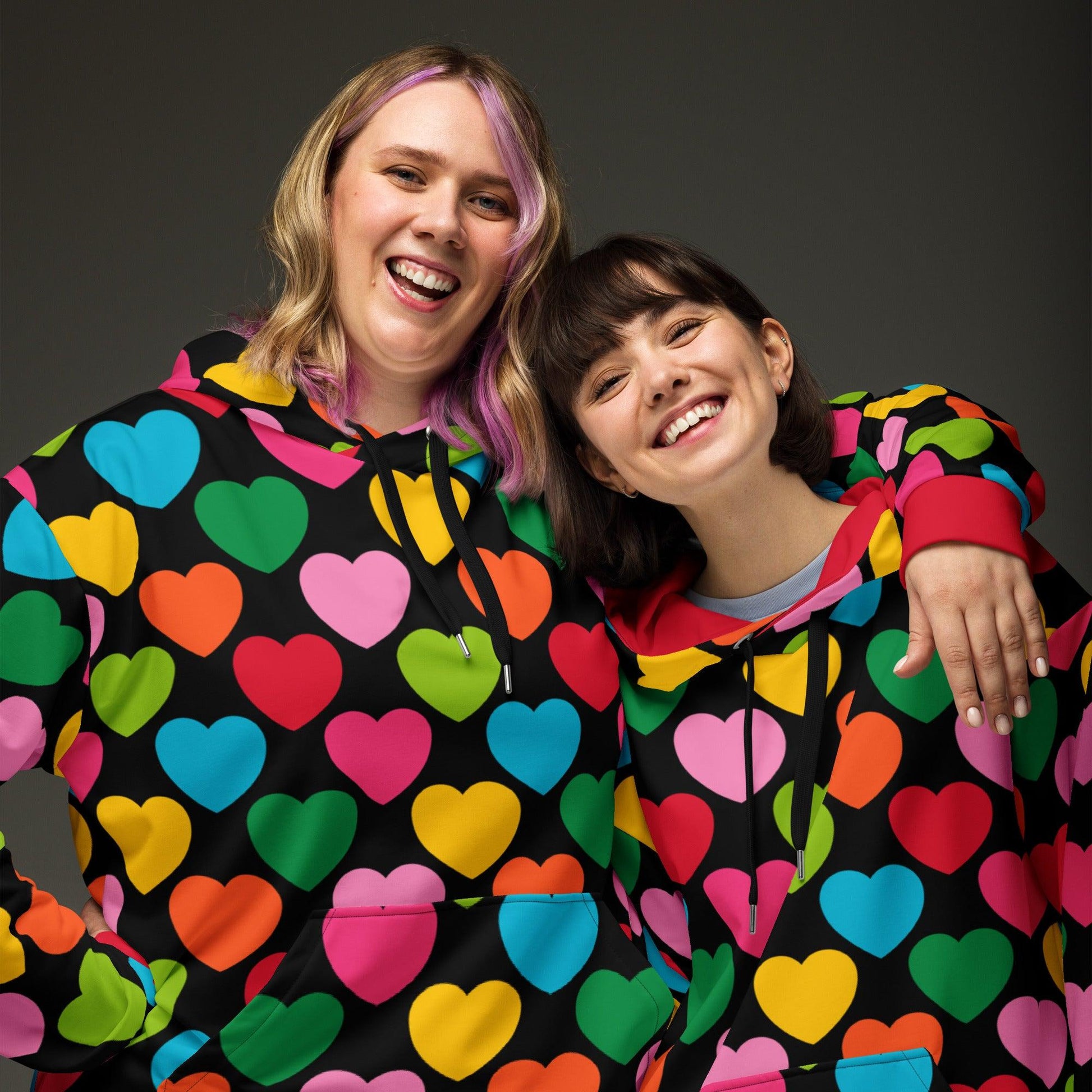 Hoodie - ELLIE LOVE mix black - Bold Heart Print