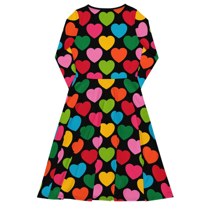 Midi Dress - ELLIE LOVE mix black - Bold Heart Print