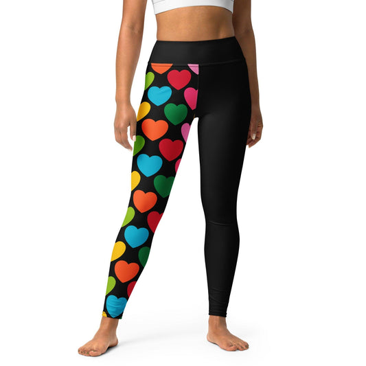 Yoga Leggings - ELLIE LOVE mix black - Bold Heart Print
