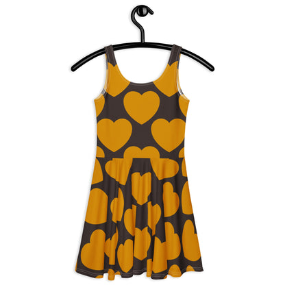 Skater Dress - ELLIE LOVE orange brown - Bold Heart Print