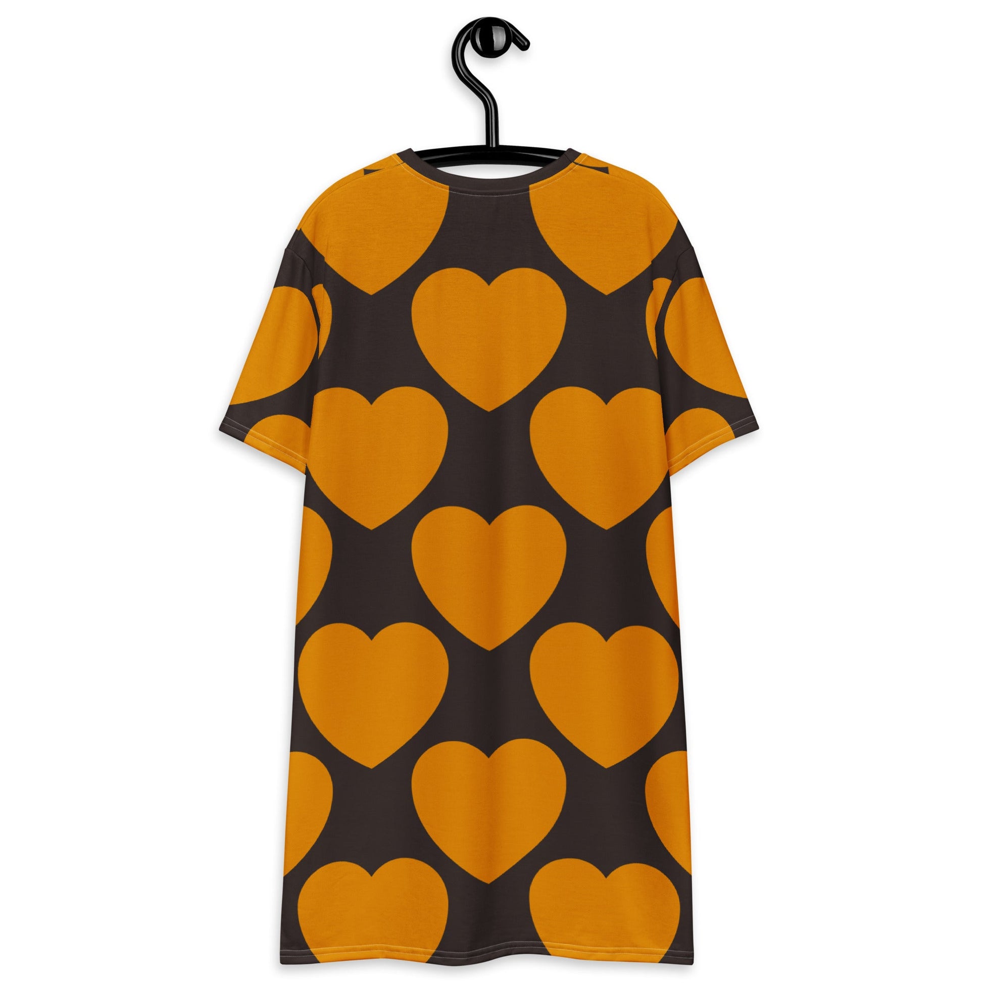 T-shirt dress - ELLIE LOVE orange brown - Bold heart print