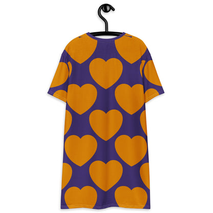 T-Shirt Dress - ELLIE LOVE orange purple - Bold Heart Print