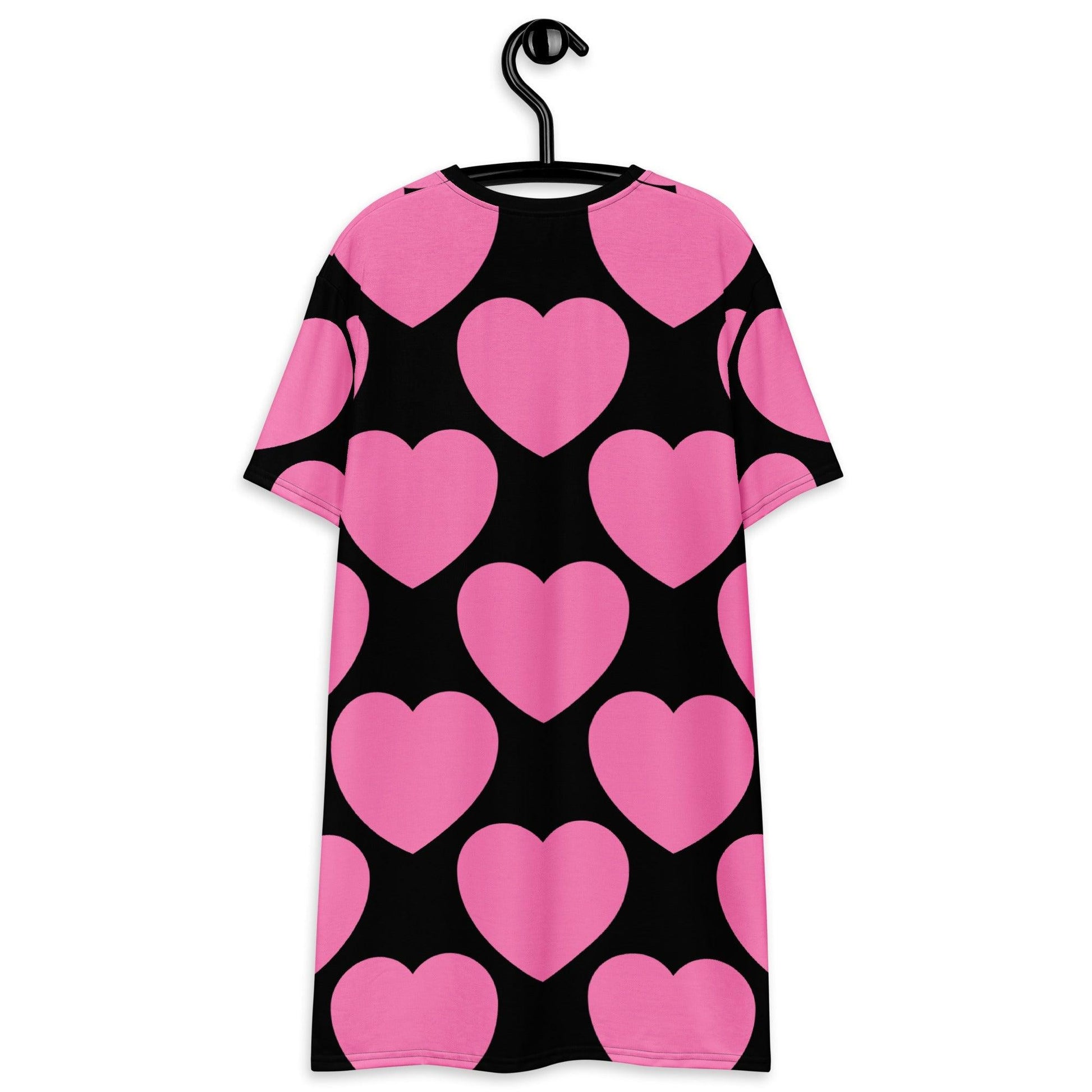 T-shirt dress - ELLIE LOVE pink black - Bold heart print 6XL