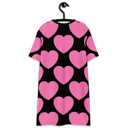 T-shirt dress - ELLIE LOVE pink black - Bold heart print 6XL