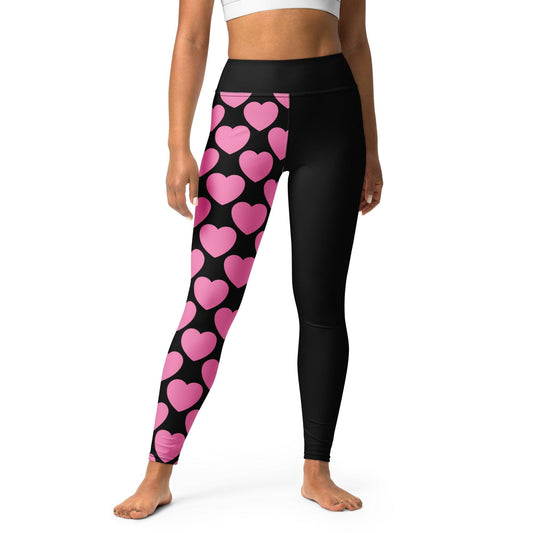 Yoga Leggings - ELLIE LOVE pink black - Bold Heart Print