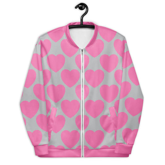 Bomber Jacket - ELLIE LOVE pink grey - Bold Heart Print