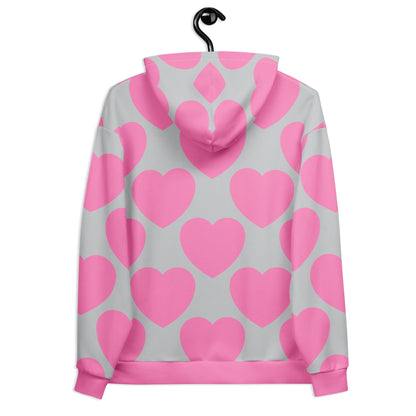 Hoodie - ELLIE LOVE pink grey - Bold heart print