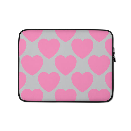 Laptop Sleeve - ELLIE LOVE pink grey - Bold Heart Print