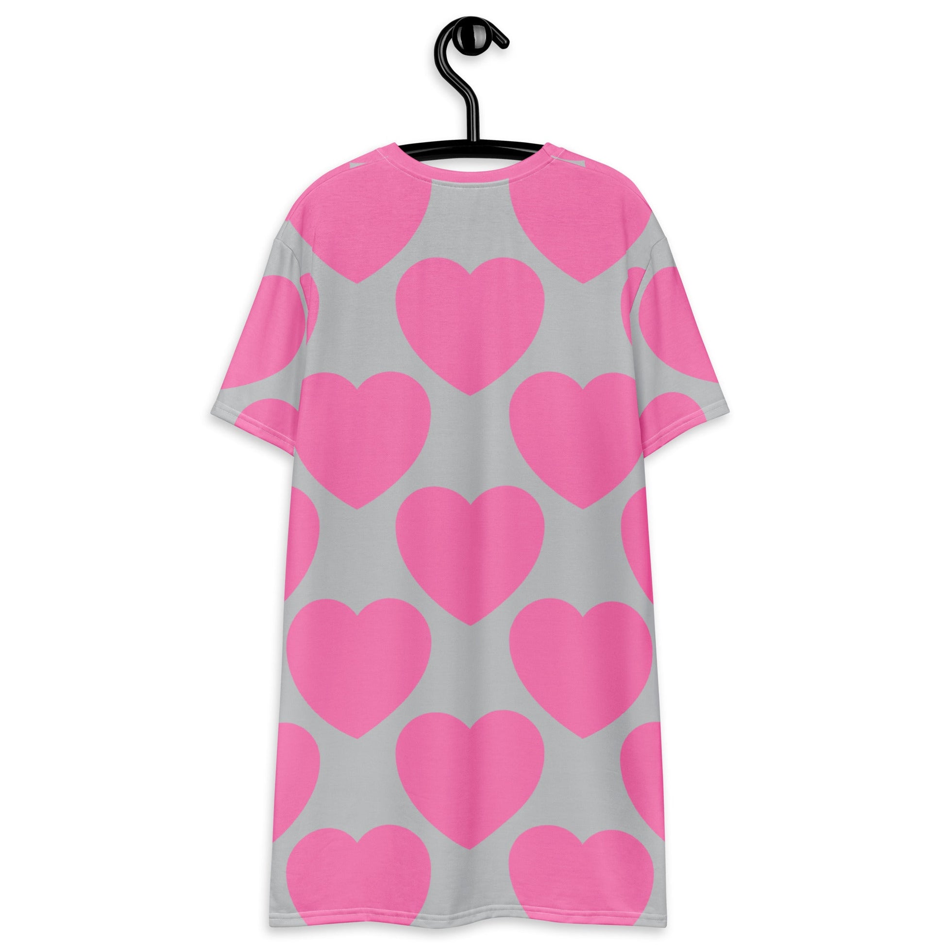T-shirt dress - ELLIE LOVE pink grey - Bold heart print