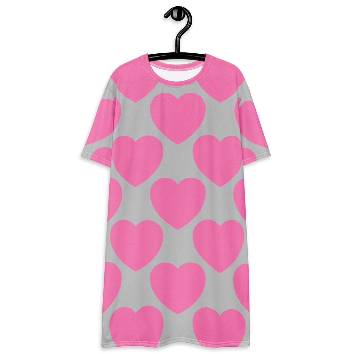 T-shirt dress - ELLIE LOVE pink grey - Bold heart print 6XL