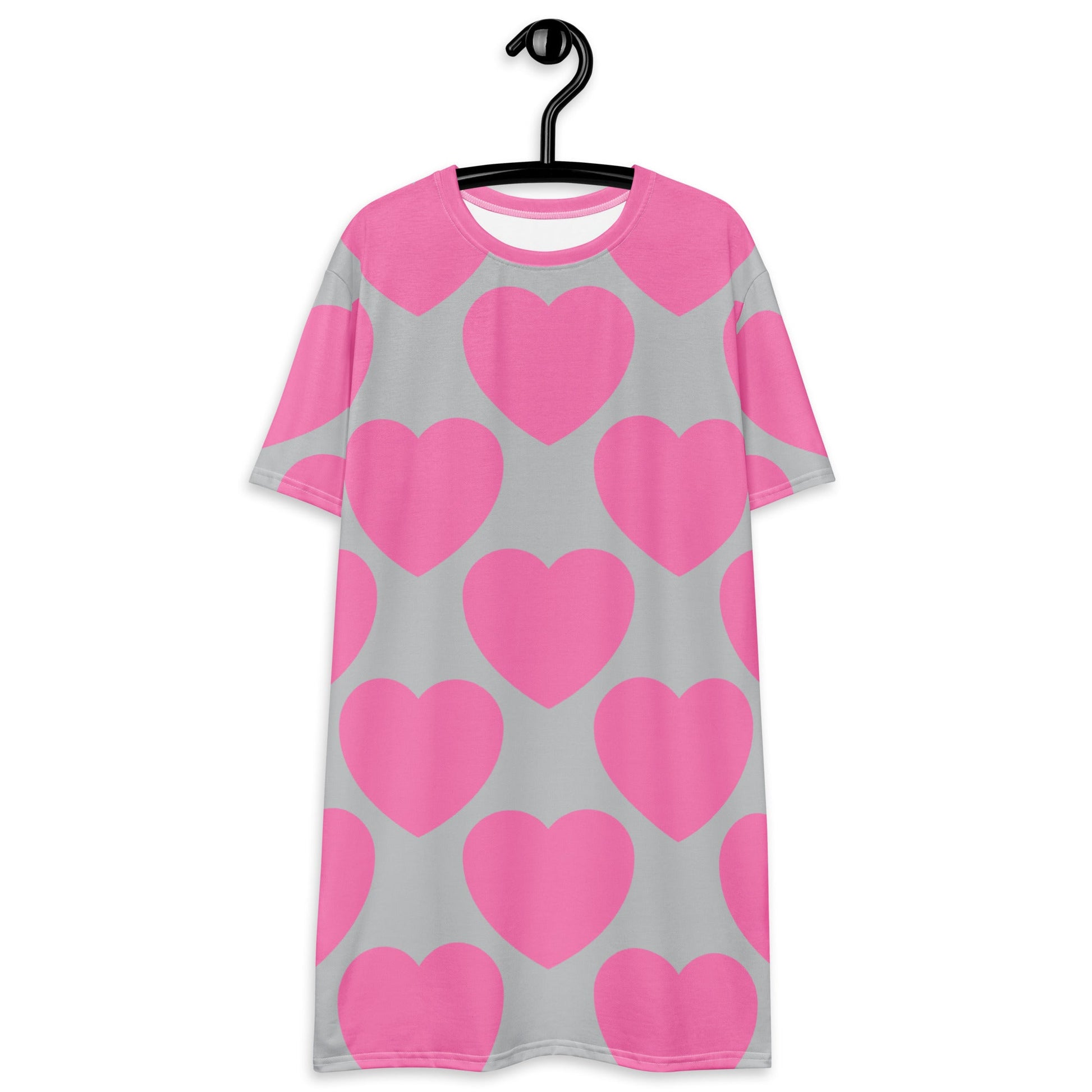 T-shirt dress - ELLIE LOVE pink grey - Bold heart print 6XL