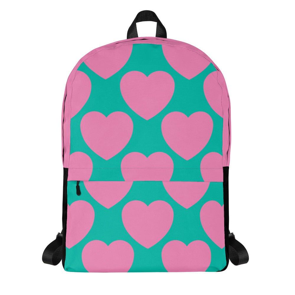 Backpack - ELLIE LOVE pink mint - Bold Heart Print
