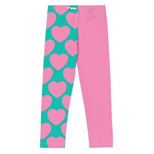 Kids' Leggings - ELLIE LOVE pink mint - Bold Heart Print