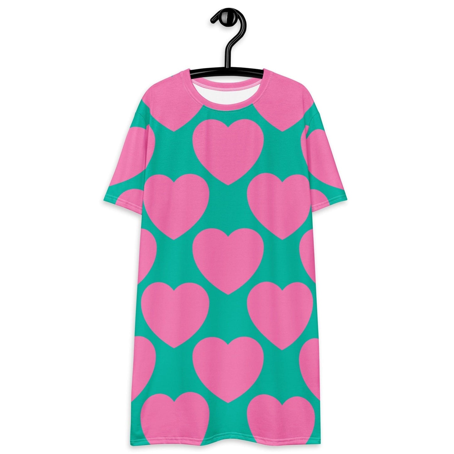 T-shirt dress - ELLIE LOVE pink mint - Bold heart print 6XL