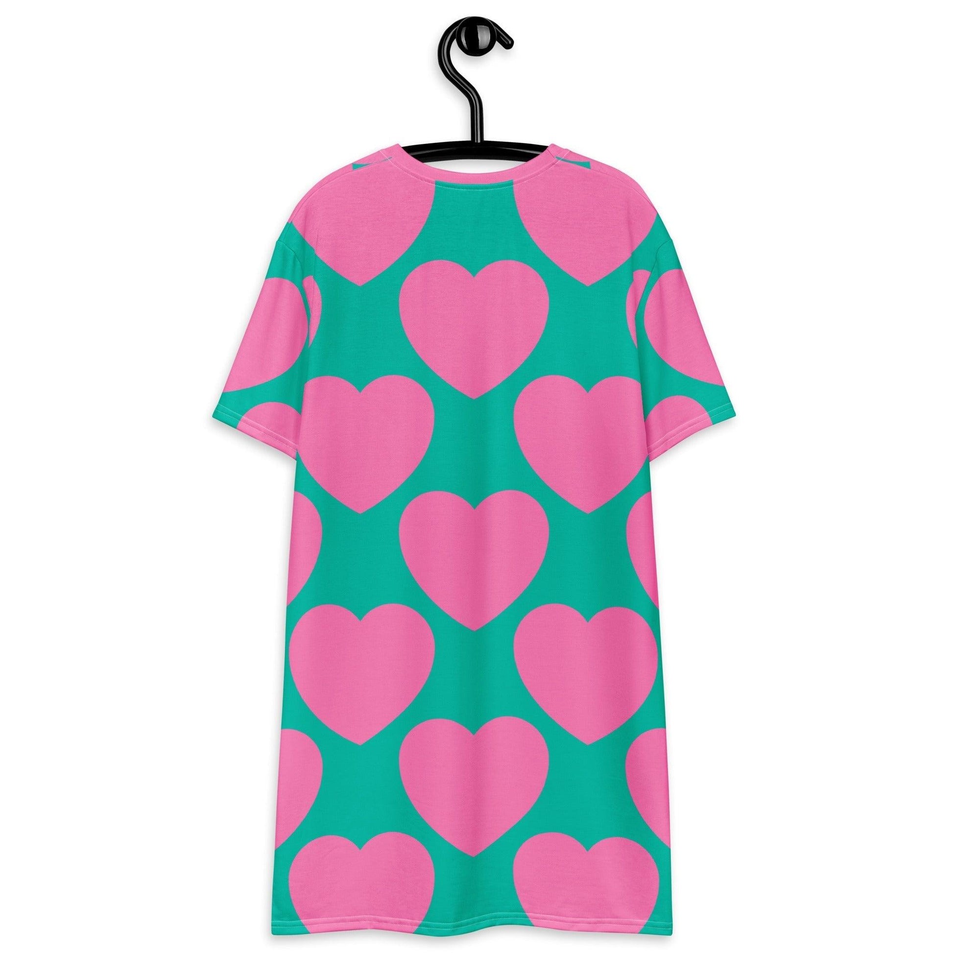 T-shirt dress - ELLIE LOVE pink mint - Bold heart print