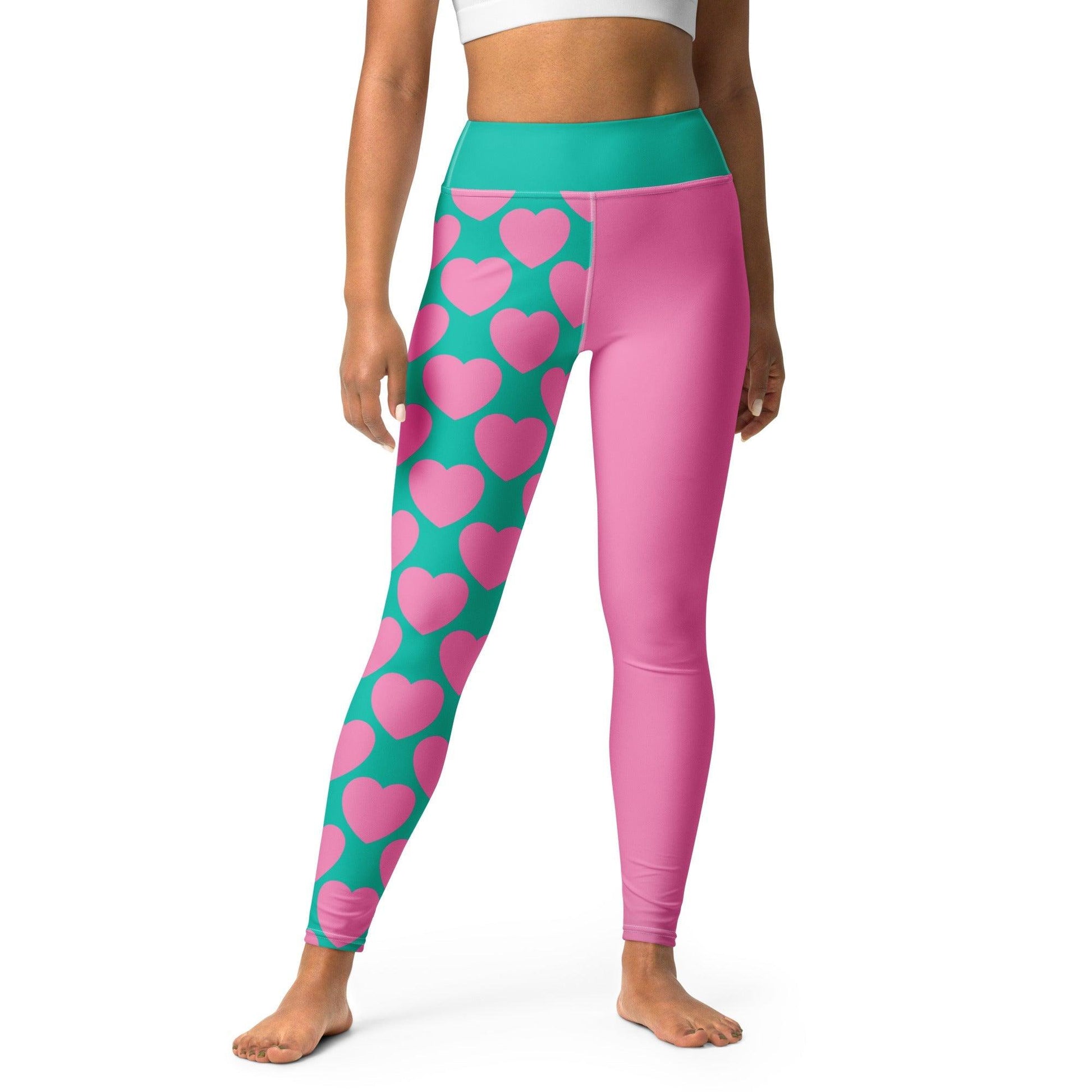 Yoga Leggings - ELLIE LOVE pink mint - Bold Heart Print